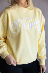 1897 Active Sunshine Embroidered Crewneck for Women in Light Yellow