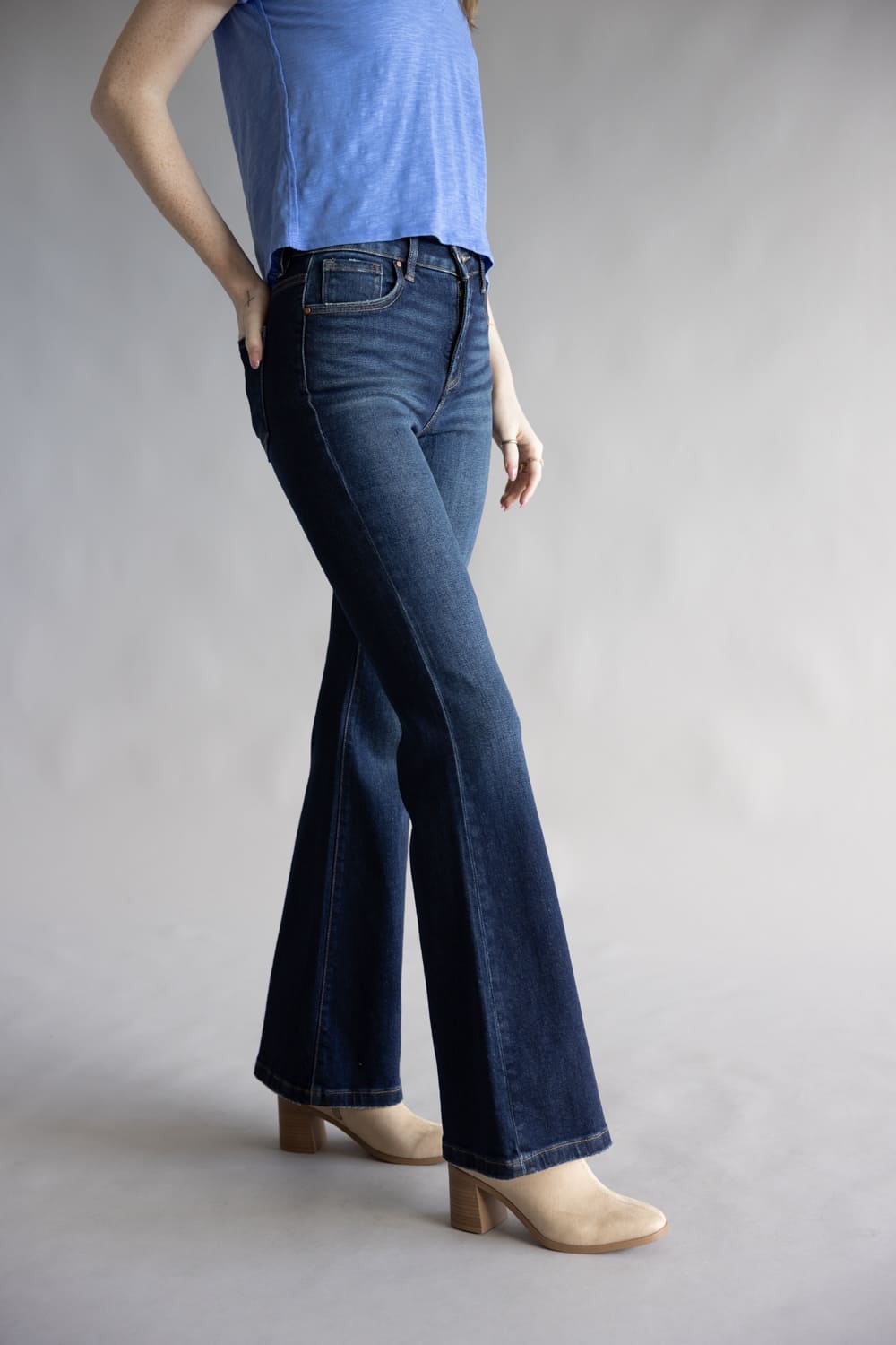 Risen High Rise Tummy Control Flare Jeans for Women 