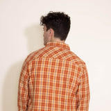 Random Access Western Woven Plaid Button Down Shirt for Men in Orange