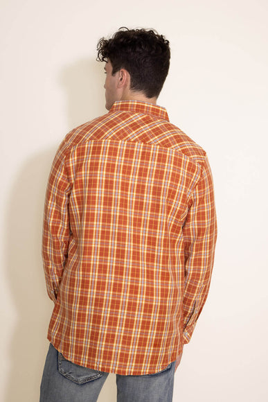 Random Access Western Woven Plaid Button Down Shirt for Men in Orange