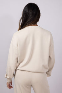 Relaxed Fit Stretch Crewneck for Women in Beige