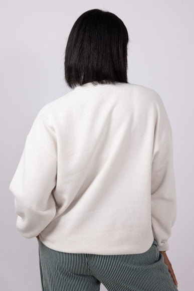 More Espresso Chenille Patch Fleece Crewneck for Women in Beige