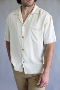 Rhythm Linen Whip Stitch Woven Shirt for Men in Natural