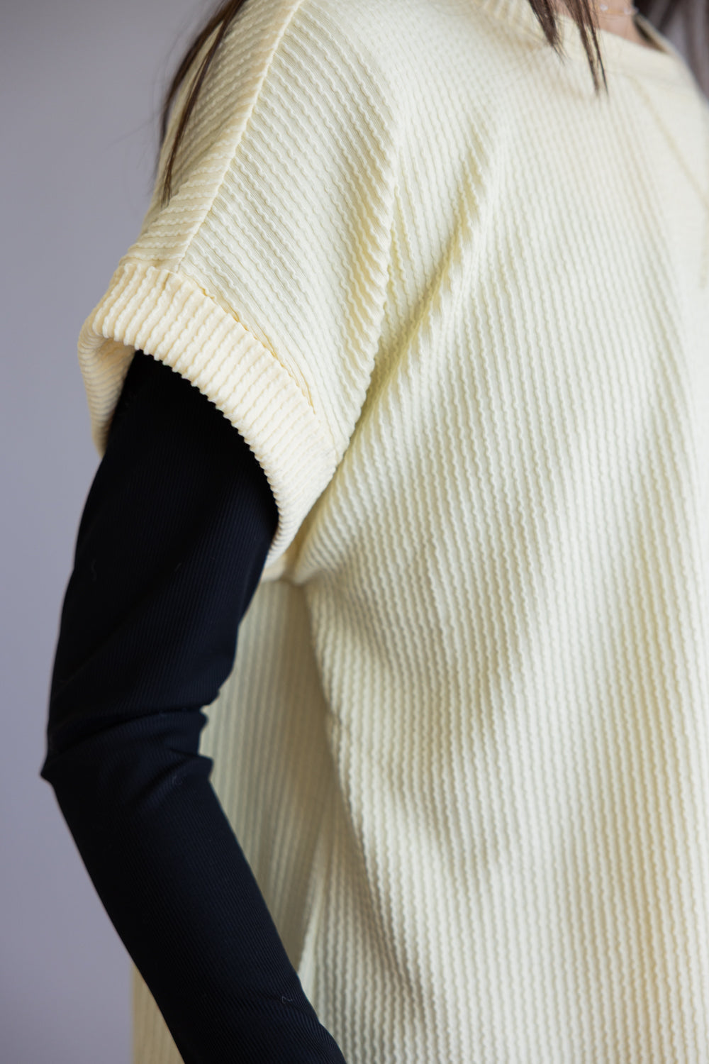 Ribbed Knit Top for Women in Butter Yellow | J5ST1019A-BUTTERYELLOW