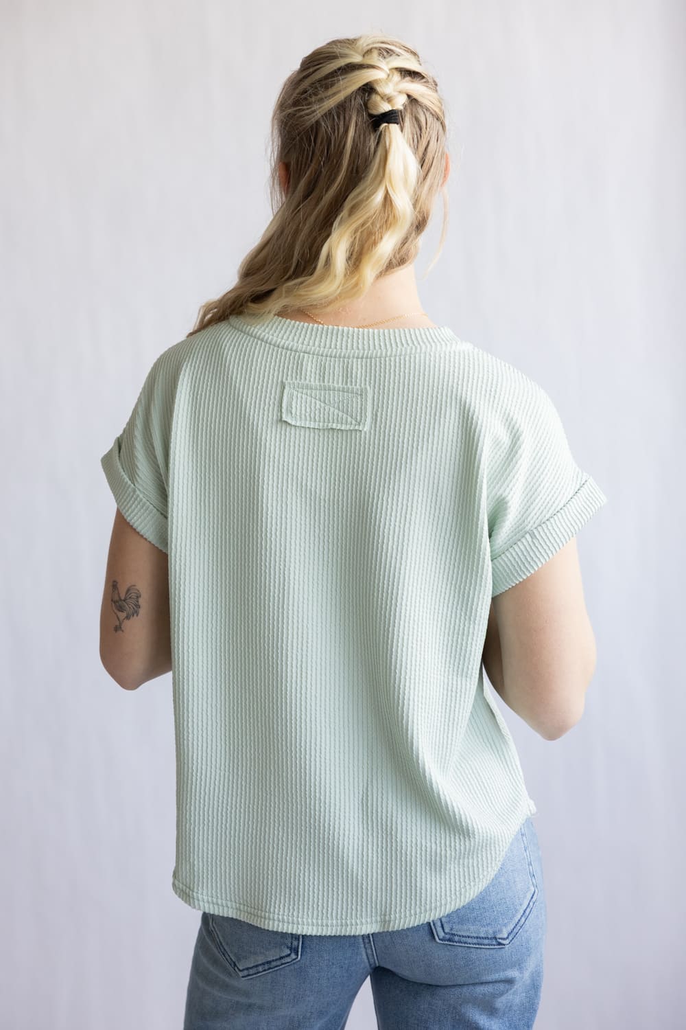 Ribbed Knit Top for Women in Dusty Mint