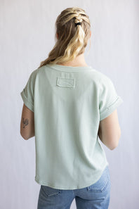 Ribbed Knit Top for Women in Dusty Mint