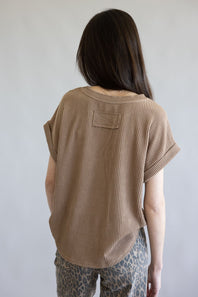 Ribbed Knit Top for Women in Mocha