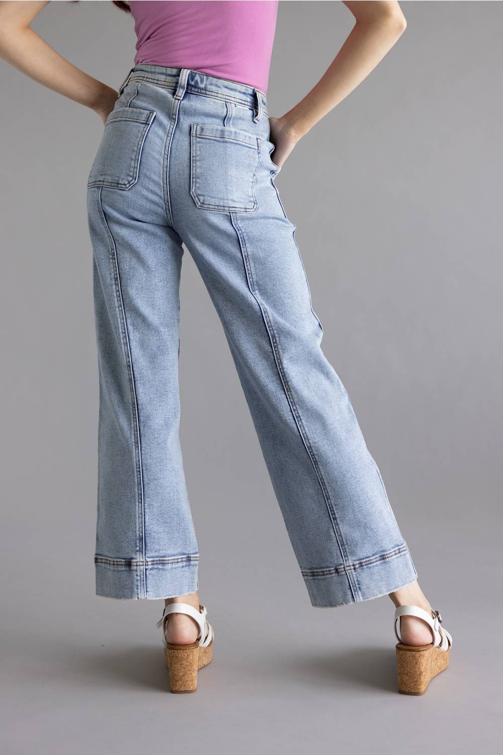 Risen High Rise Crop Straight Jeans for Women