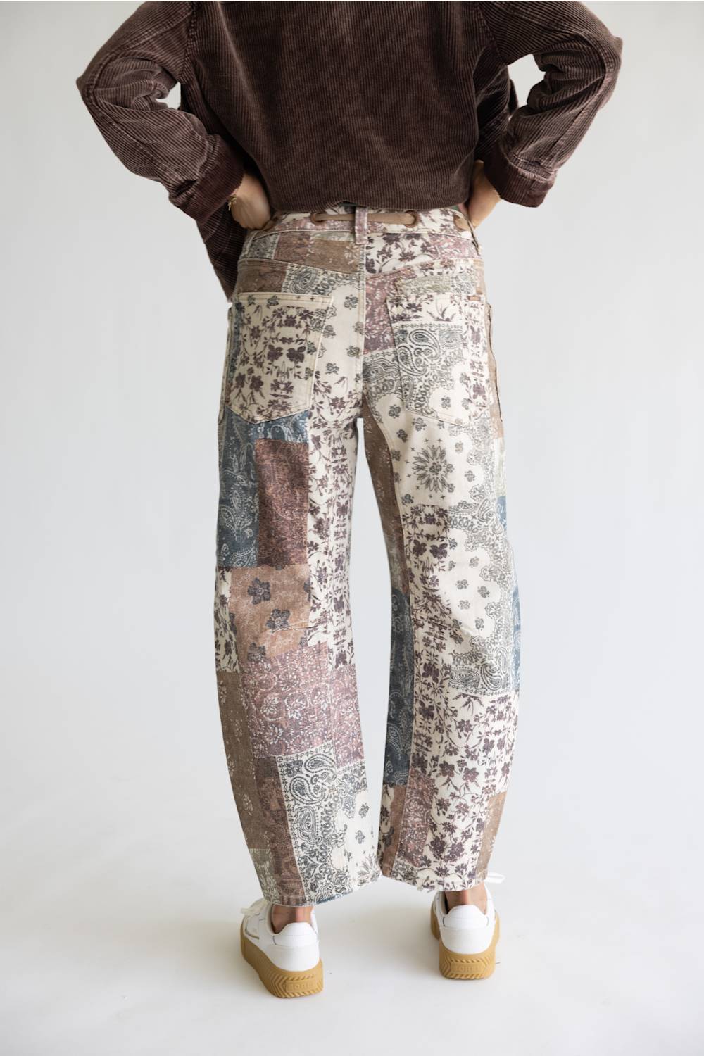 Risen High Rise Paisley Cropped Barrel Pants for Women