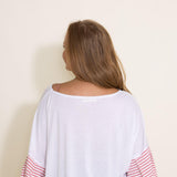 Ruffle Sleeve Cover Up Top for Women in White and Pink