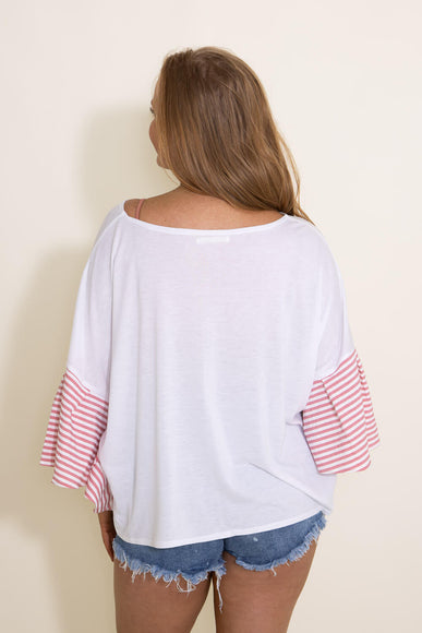Ruffle Sleeve Cover Up Top for Women in White and Pink
