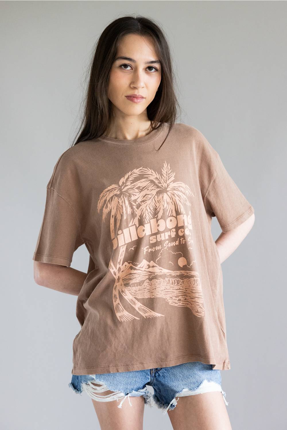 Billabong Sand to Surf T-Shirt for Women in Brown Stone 