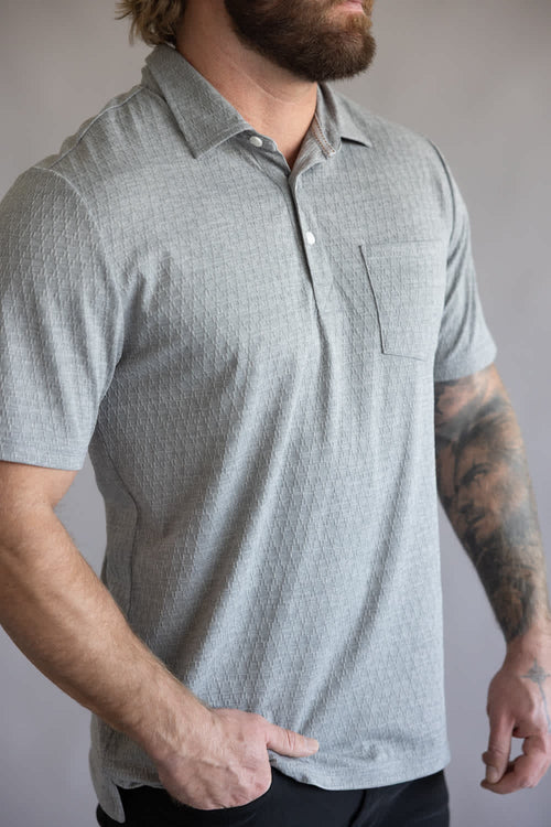 Weatherproof Vintage Diamond Polo Shirt for Men in Heather Grey