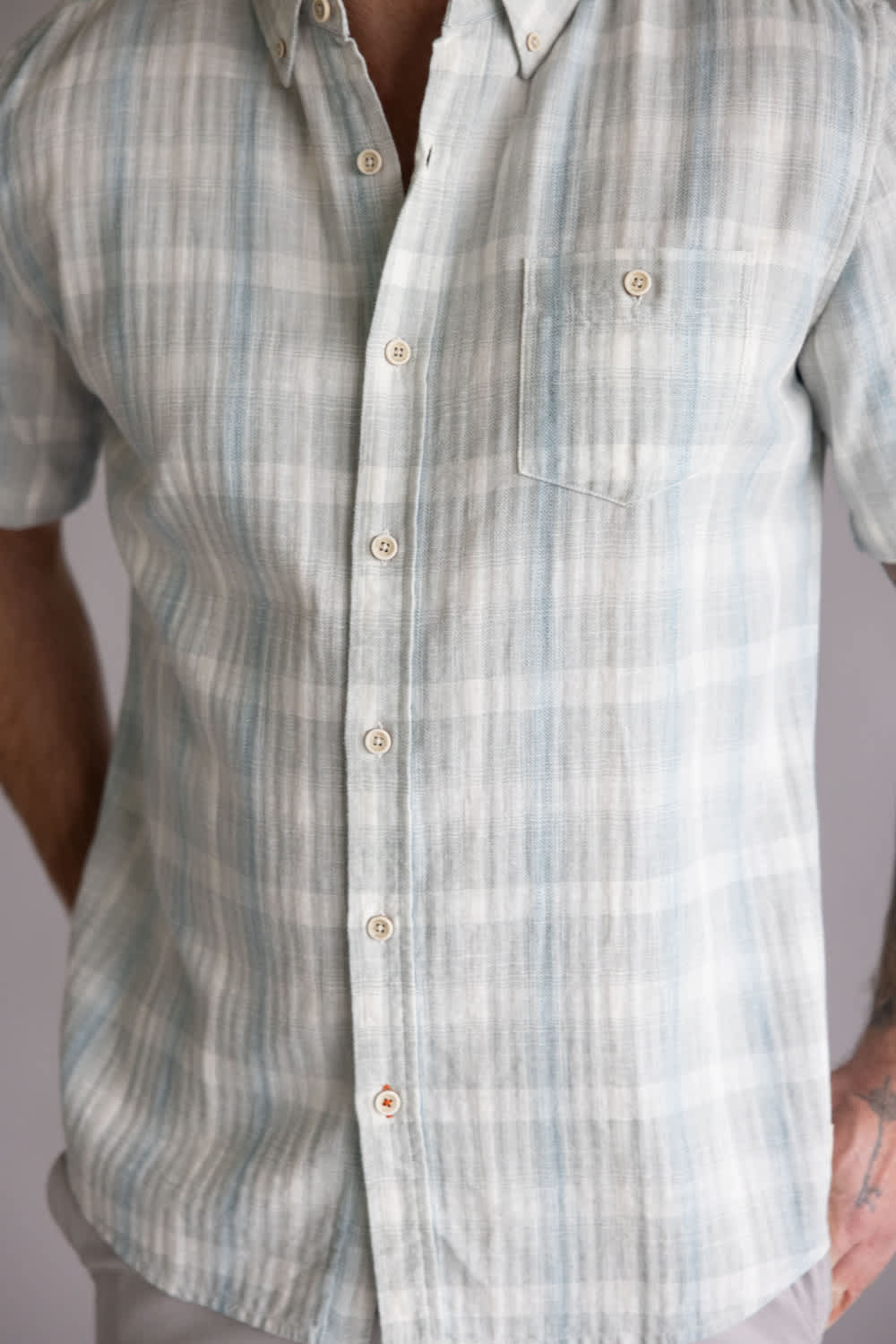 Weatherproof Vintage Cotton Linen Button Up Shirt for Men in Belgian Block