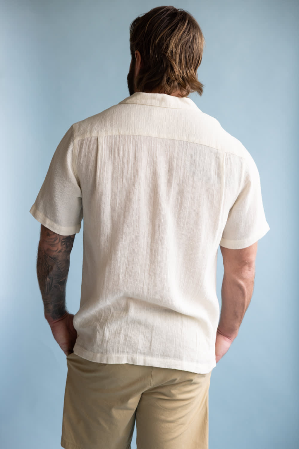 Weatherproof Vintage Cotton Airtex Shirt for Men in Cream