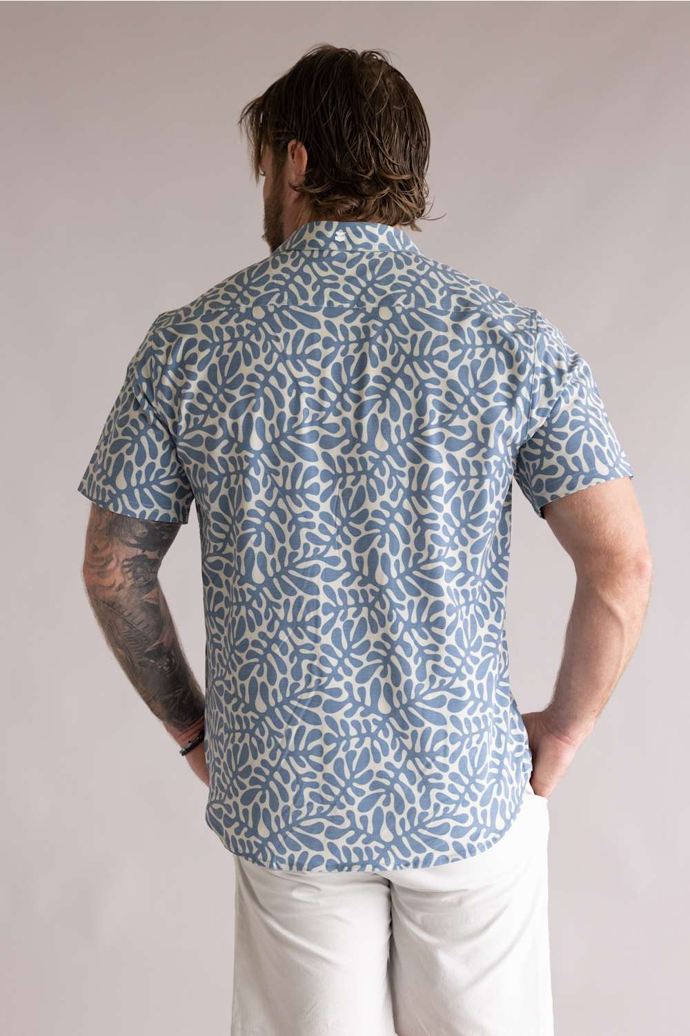 Jetty Garwood Woven Button Up Shirt for Men in Blue