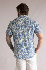 Jetty Garwood Woven Button Up Shirt for Men in Blue