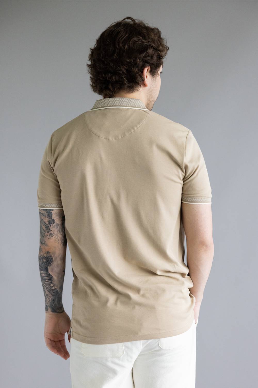 Denim & Flower Polo Shirt for Men in Sand