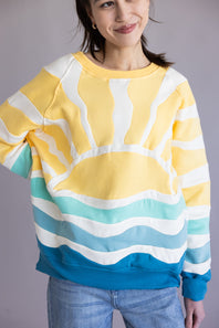 Simply Southern Sea and Sun Patchwork Crewneck for Women in Multi