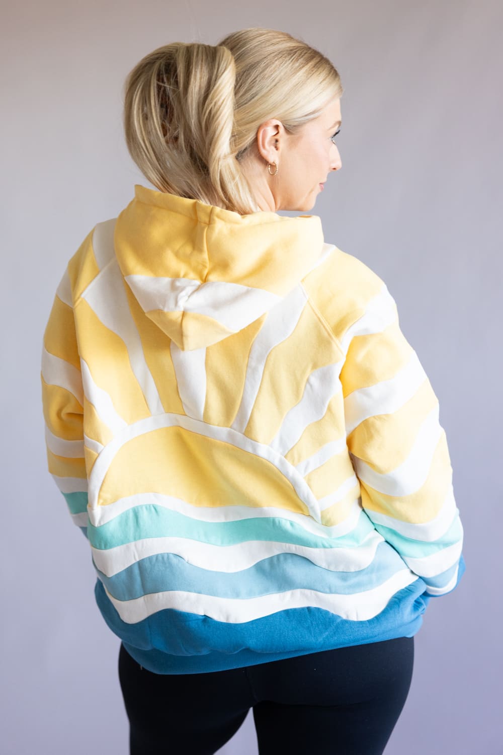 Simply Southern Sun and Sea Patch Hoodie for Women in Yellow