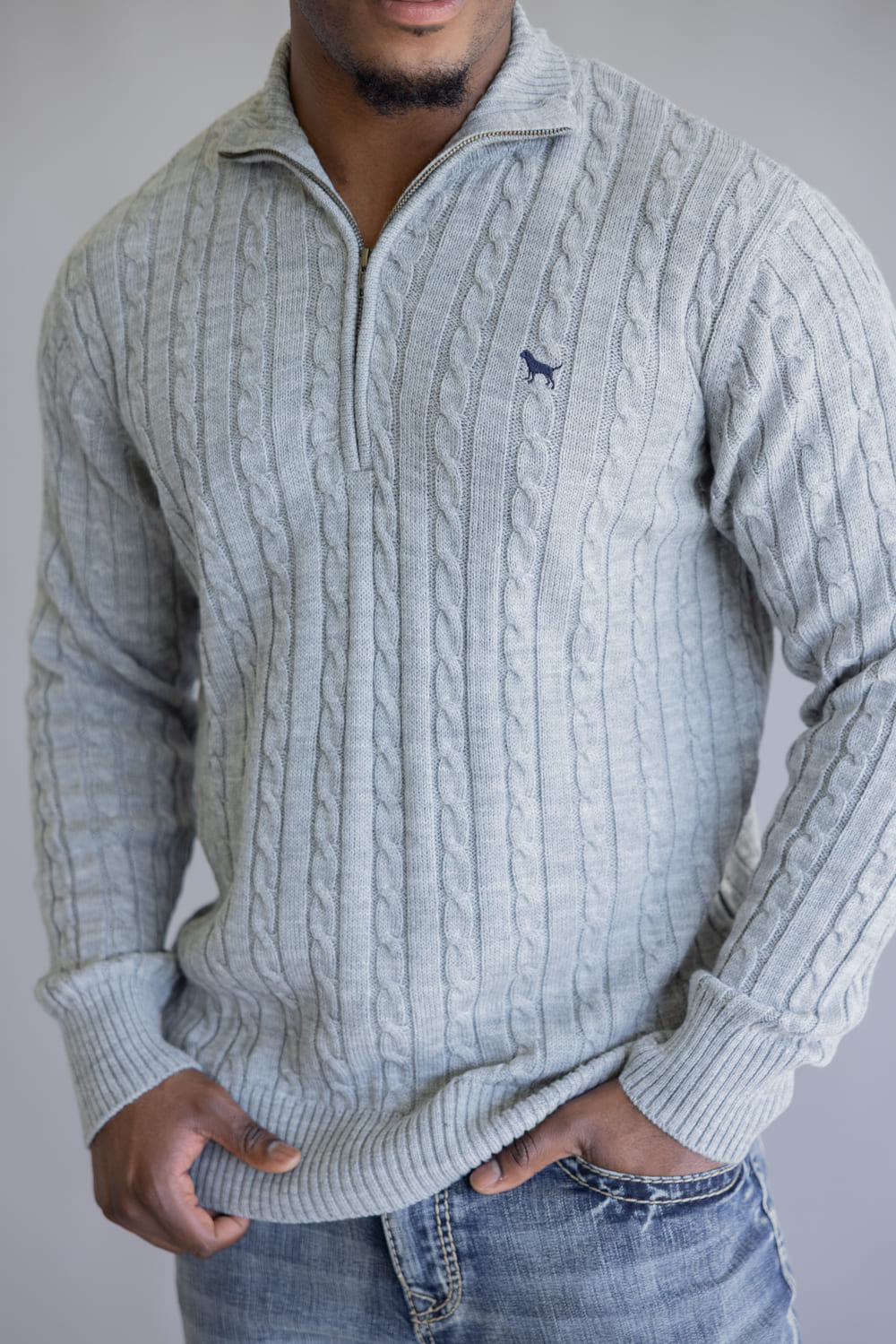 Simply Southern Grayson Quarter Zip Neck for Men in Grey