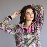 Simply Southern ¼ Zip Fleece Pullover for Women in Pink Camo