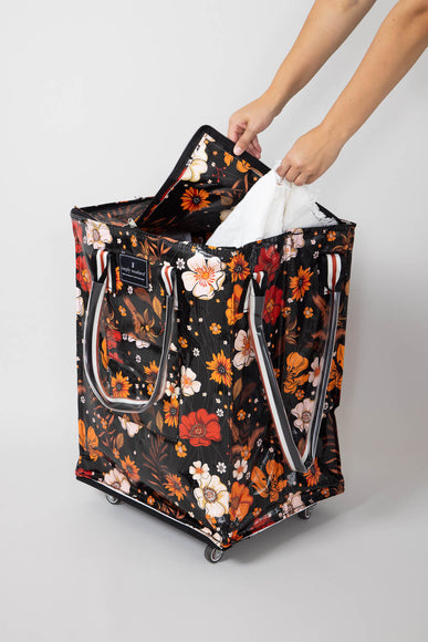 Simply Southern Rolling Tote Bag in Black Floral