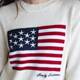 Simply Southern Preppy USA Flag Sweater for Women in Antique White