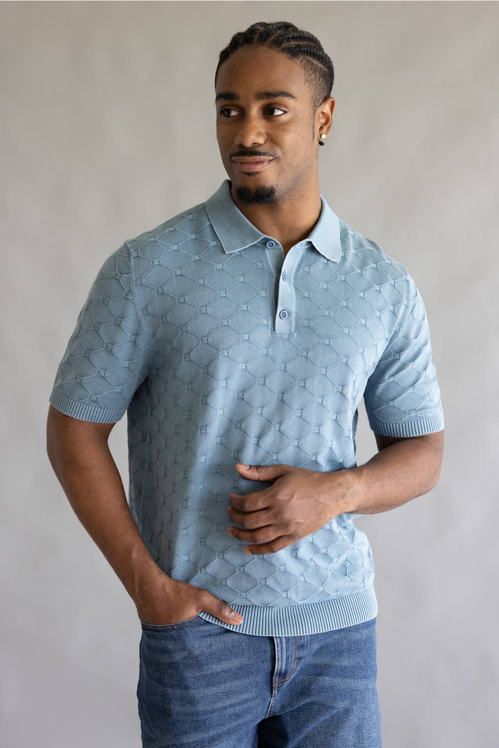 Weatherproof Vintage Diamond Polo Sweater for Men in Infinity Blue