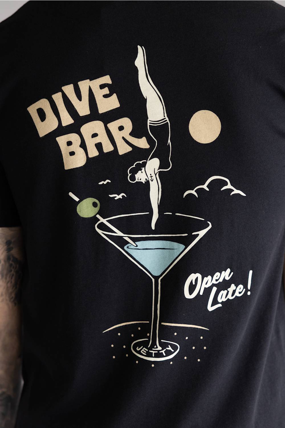 Jetty Dive Bar T-Shirt for Men in Black