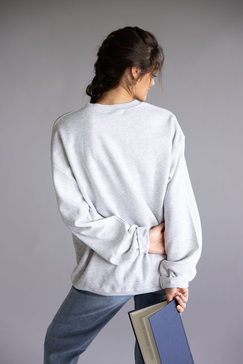 Stars Hollow Book Club Embroidered Sweatshirt for Women in Grey