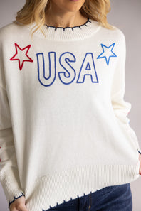 Simply Southern Knit Stars Sweater for Women in Cream