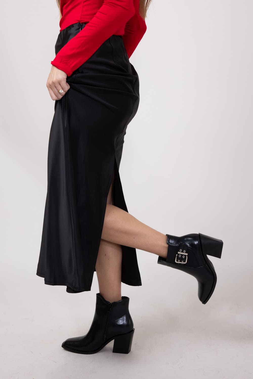 Satin Maxi Skirt for Women in Black | PCS241-BLACK – Glik's