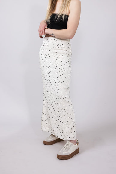 Satin Polka Dot Maxi Skirt for Women in Ivory