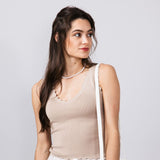 Scallop Tank Top for Women in Taupe