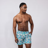 Floral Print 6” Swim Shorts for Men in Navy