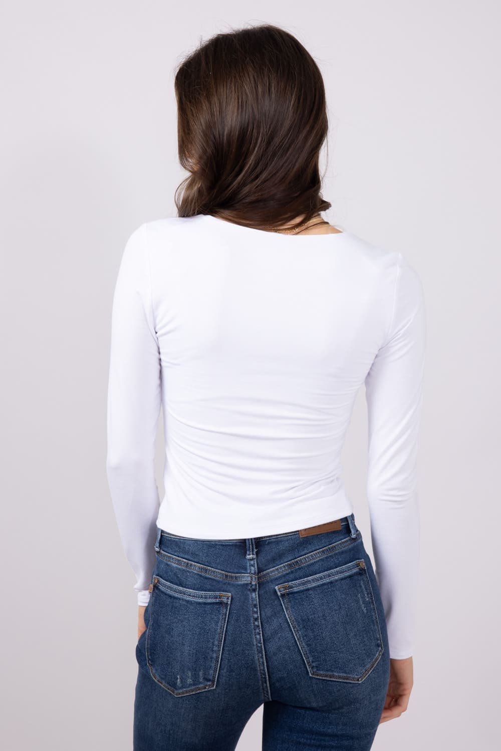 Seamless Double Layer Square Neck Shirt for Women in Off White