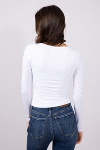 Seamless Double Layer Square Neck Shirt for Women in Off White