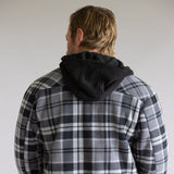 Sherpa Lined Polar Hooded Shacket for Men in Black