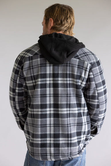Sherpa Lined Polar Hooded Shacket for Men in Black