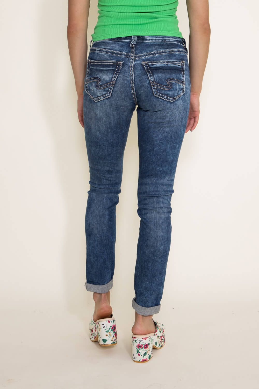 Silver Jeans Destructed Skinny Girlfriend Jeans for Women