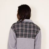 Simply Southern Simply Soft Plaid Chest Quarter Zip Pullover for Women in Cloud