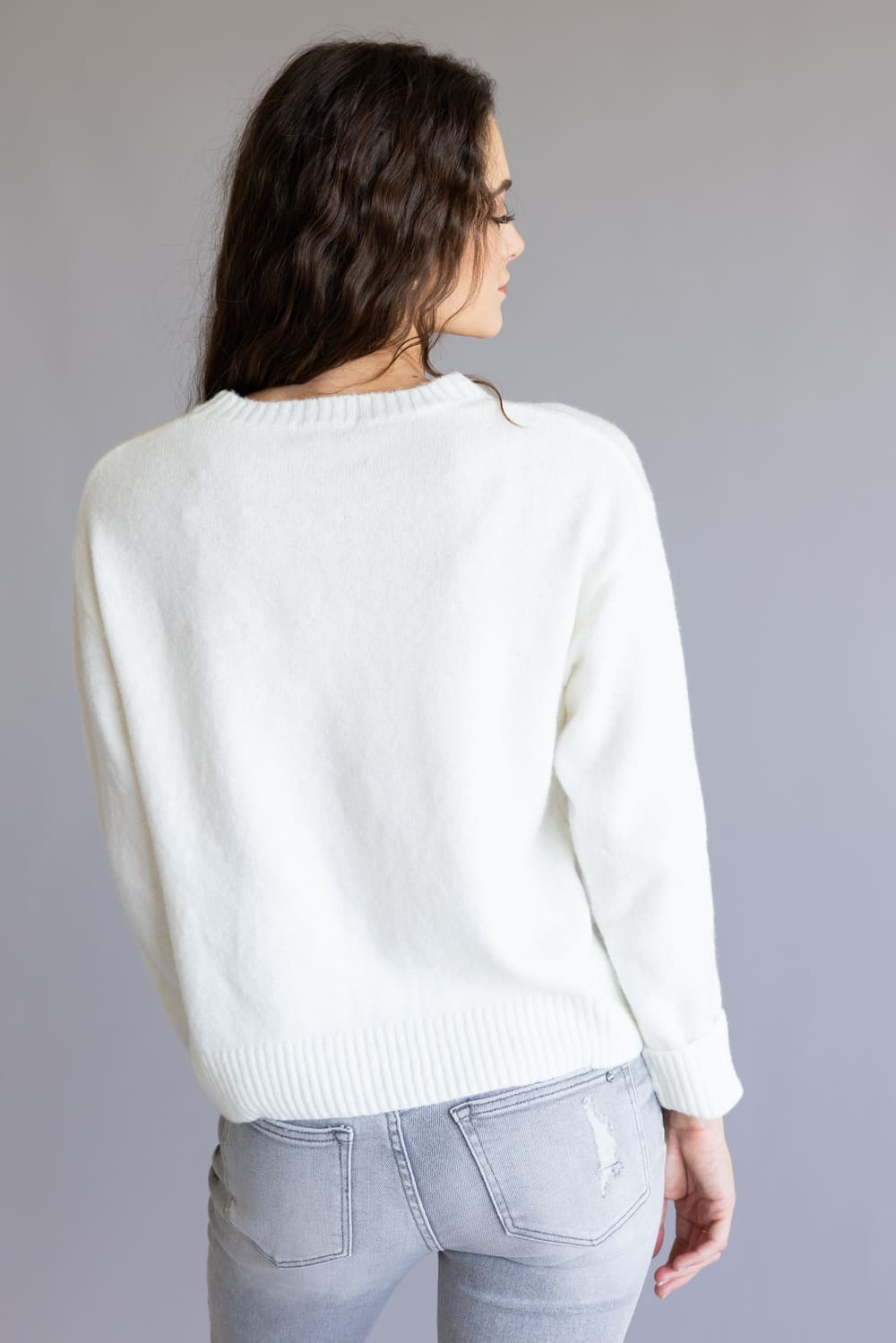 Simply Southern Anastasia Crew Neck Sweater for Women in Cream