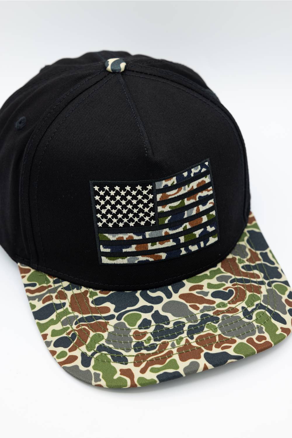 Simply Southern Camo Flag Snapback Hat for Men in Black