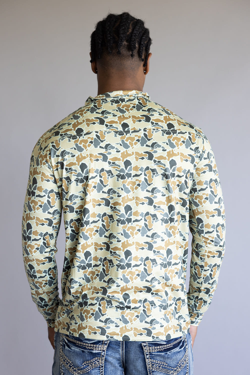 Simply Southern Camo ¼ Zip Neck for Men in Green