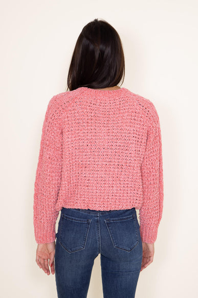 Simply Southern for Women Chenille Cropped Sweater for Women in Pink