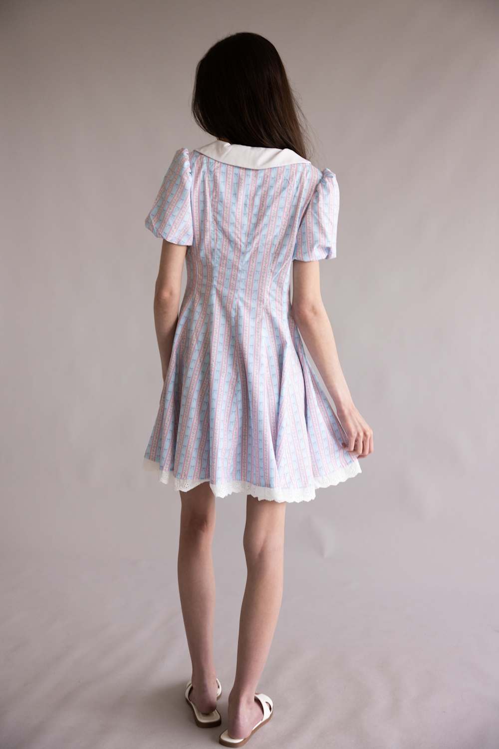 Simply Southern Collared Puff Sleeve Dress for Women in Pink/Blue