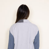 Womens Simply Southern Color Block Shacket for Women in Blue/Grey