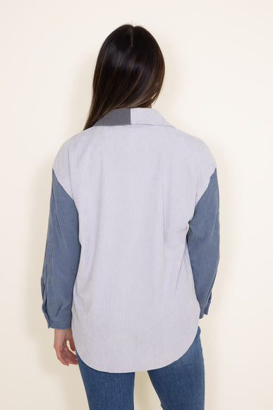 Womens Simply Southern Color Block Shacket for Women in Blue/Grey