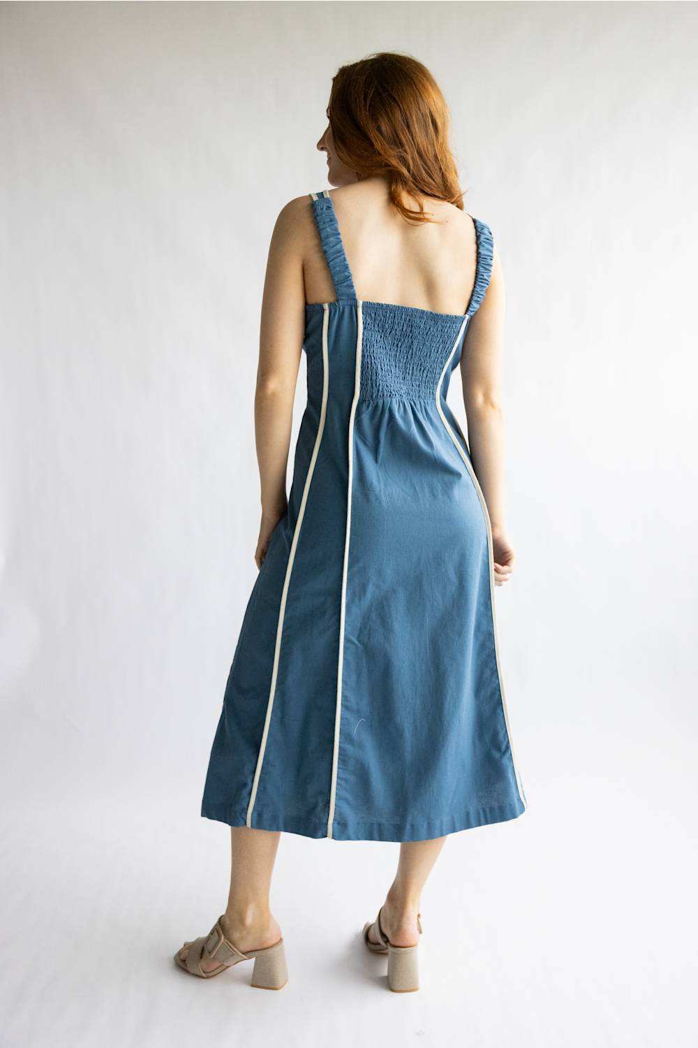 Simply Southern Contrast Seamed Dress for Women in Denim
